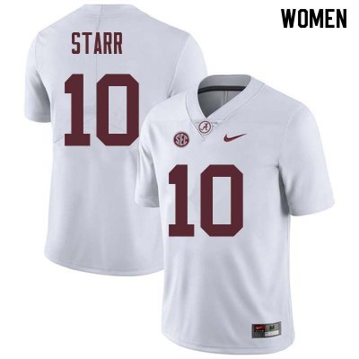NCAA Women's Alabama Crimson Tide #10 Bart Starr Stitched College Nike Authentic White Football Jersey BA17F26BD